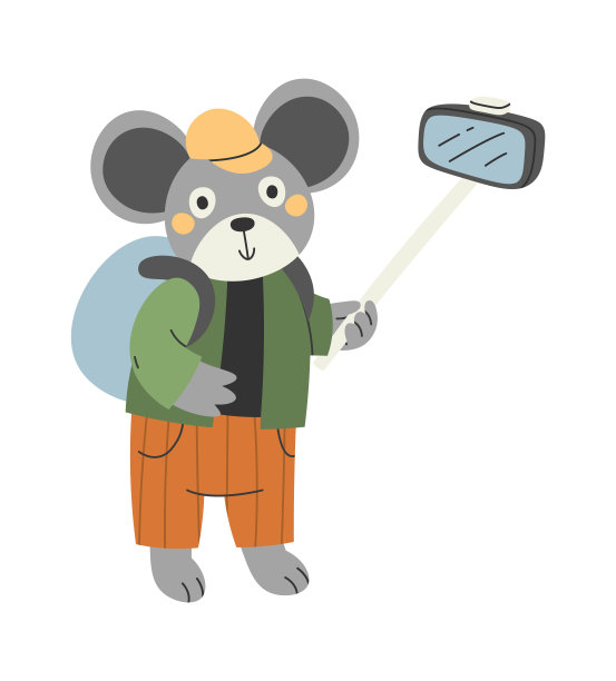 带自拍相机的老鼠游客图片下载