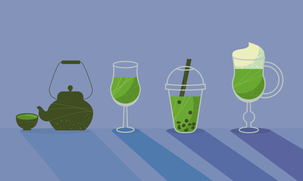 四个抹茶饮料图标图片下载