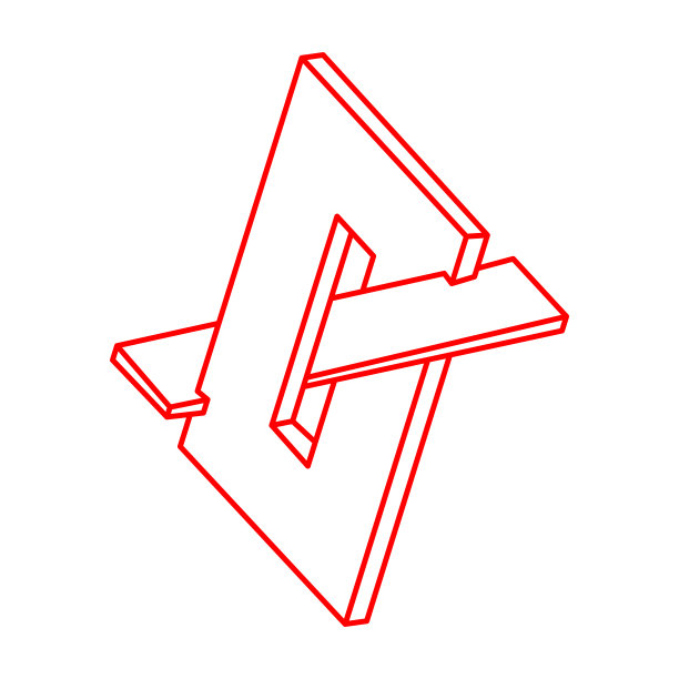 不可能的形状，视错觉，矢量。标志。光学艺术品。几何图形。图片下载