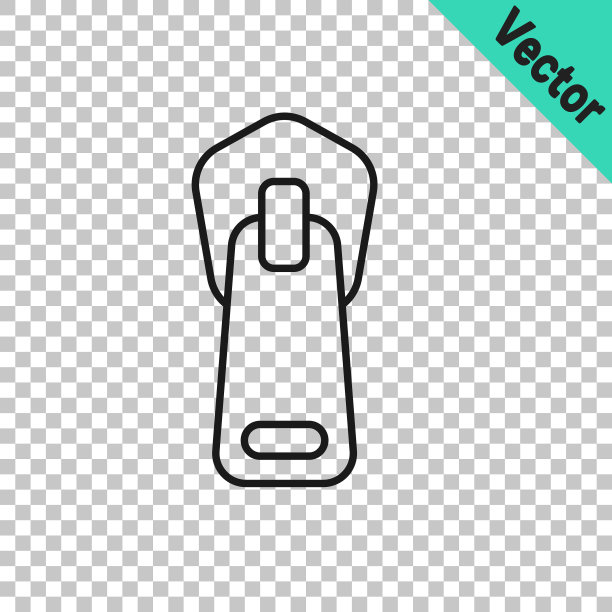 在透明背景上隔离的黑线拉链图标。向量图片下载