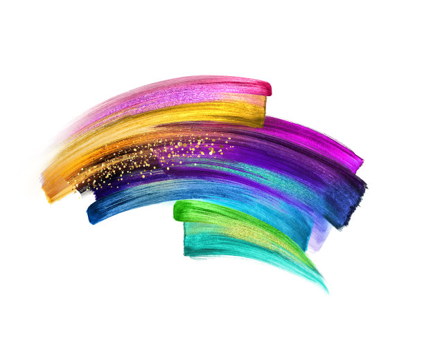 数字插画，霓虹灯笔触孤立在白色背景，油漆涂抹，彩色油漆，彩色剪贴艺术，艺术设计元素图片下载