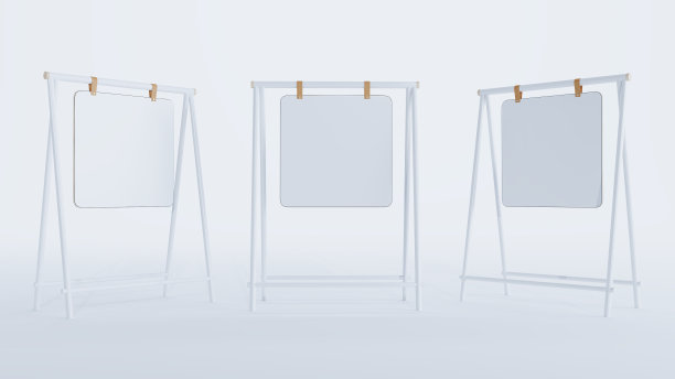 三明治白色黑板，空白粉笔板的模型。图片下载
