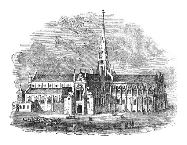伦敦圣保罗大教堂(英格兰)-古刻插图图片下载