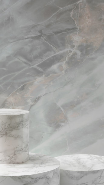 白色大理石圆柱化妆品展示台背景图片下载