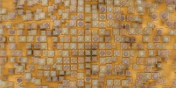 彩色抽象几何三维背景与玻璃立方体和球体里面有不同的颜色为您的设计。三维效果图图片下载