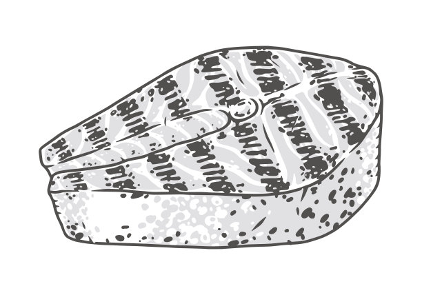 鲑鱼牛排标签复古单色图片下载