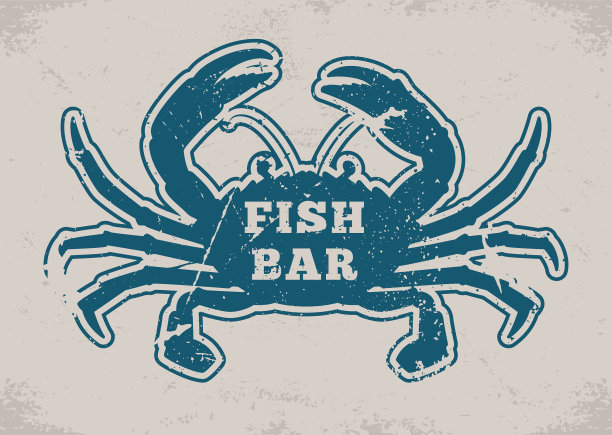 鱼吧单色复古标志图片下载