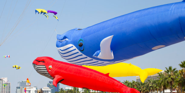 2023年2月26日“2023年芭堤雅国际沙滩风筝”五彩缤纷的风筝在天空中令人眼花缭乱。许多游客喜欢放风筝和仰望天空。芭堤雅海滩，春武里，泰国。图片下载