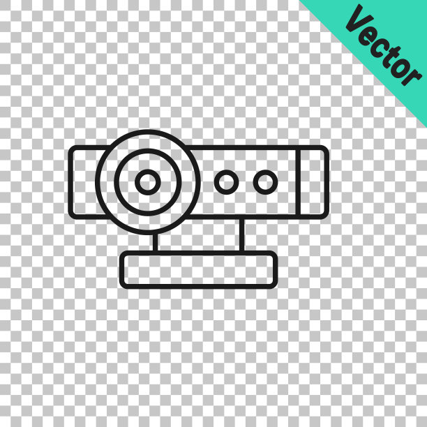 黑线网络摄像头图标隔离在透明背景上。摄像头聊天。摄像头图标。向量图片下载