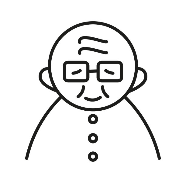 老年人头像图标在线条风格。祖父的标志。老年保健。资深网络图标图片下载