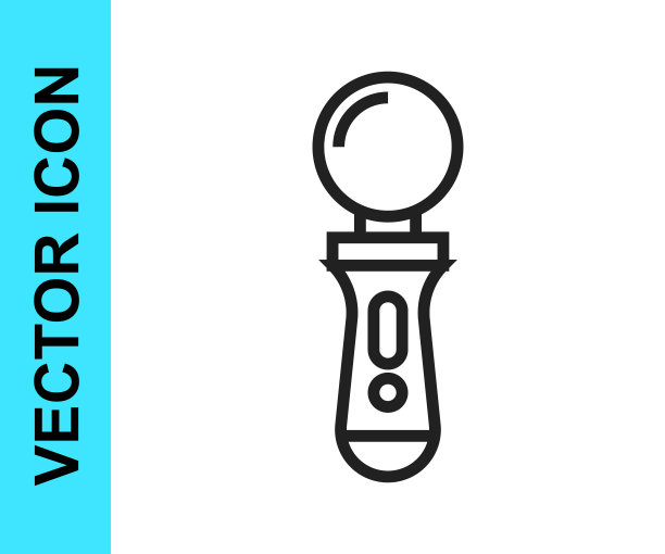 黑线VR控制器游戏图标孤立在白色背景上。虚拟现实体验，临场感，位置跟踪技术装置。向量图片下载