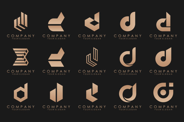 抽象字母D标志图标集。设计为企业的奢华、优雅、简约。图片下载