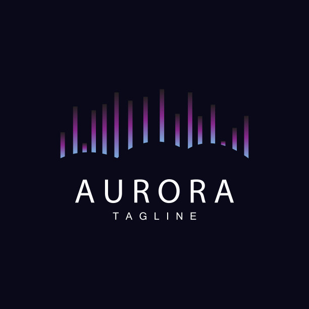 极光标志，简单的设计惊人的极光自然风景，矢量图标模板，插图图片下载