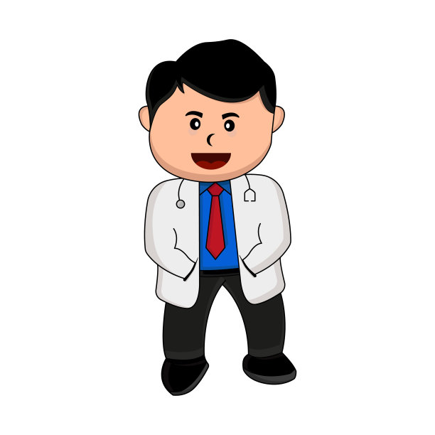 插图可爱的医生卡通人物。平面风格的插图。设计模板向量图片下载