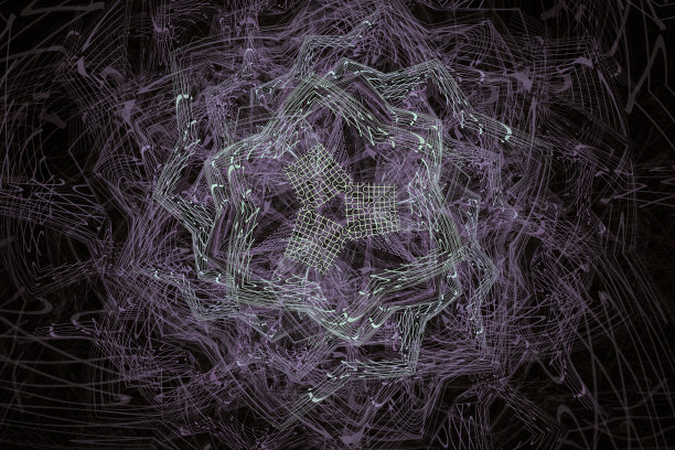 紫色灰色花卉图案曲线线在黑色背景。图片下载