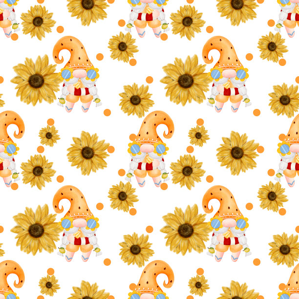 可爱的地精夏日无缝图案图片下载