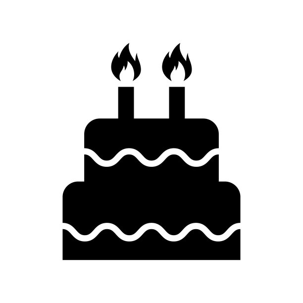 甜蜜的蛋糕图标，烘焙甜点食物符号，生日快乐图形矢量插图图片下载