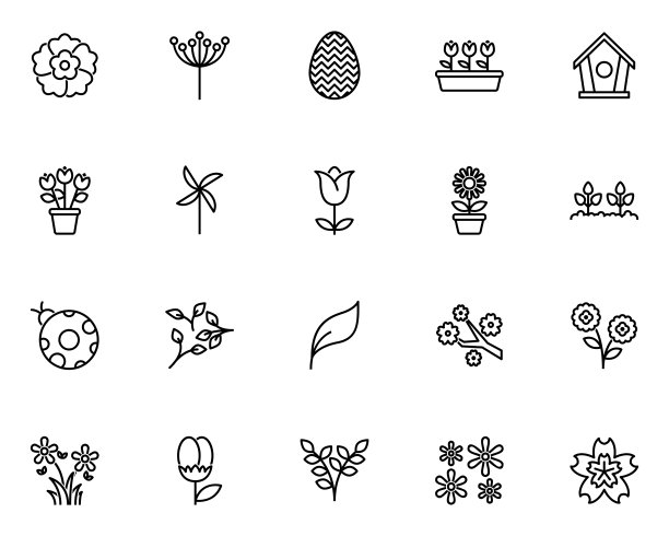 一套春天的图标，花，自然，复活节，季节图片下载