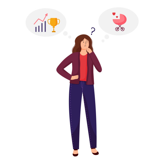 矢量女性在家庭和母亲之间的选择，以及孤立在白色背景下的职业成功和事业。工作生活平衡，女性硬选择观念。卡通插图。图片下载