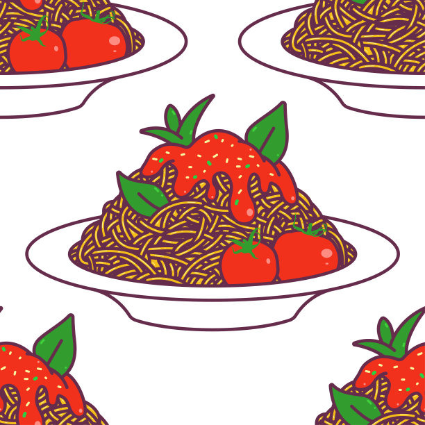 意大利面矢量卡通无缝模式背景壁纸，包装，包装，和背景。图片下载