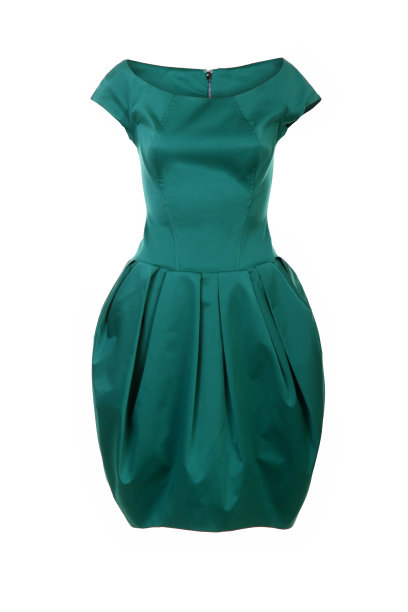 白色隔离的绿色连衣裙图片下载