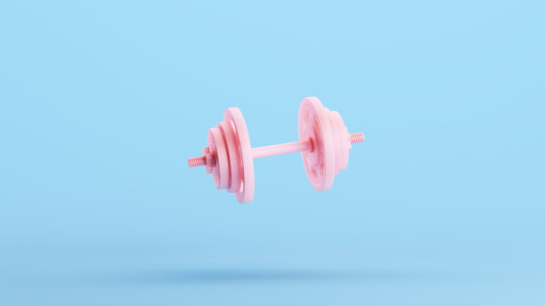 粉色哑铃重量训练举重健身器材健身馆媚俗蓝色背景图片下载