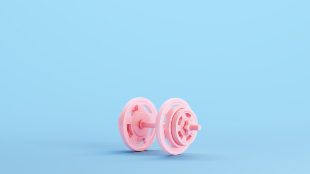 粉色哑铃重量训练举重健身器材健身馆媚俗蓝色背景图片下载