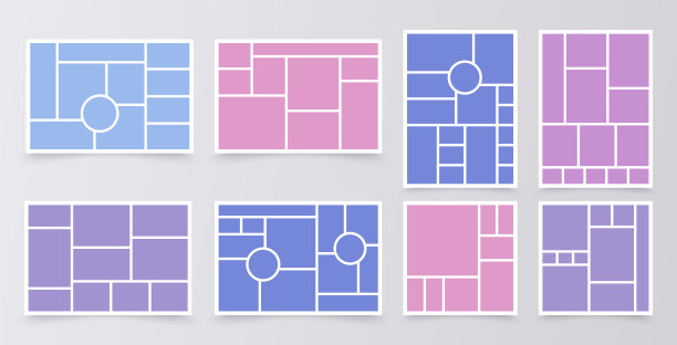 Moodboard模板。照片拼贴网格。矢量插图。相册剪贴簿布局。图片下载