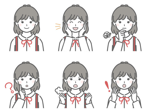 女孩面部表情套装图片下载