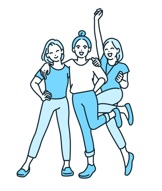 三个好朋友玩得很开心。一个看起来很快乐的女人的插图。图片下载
