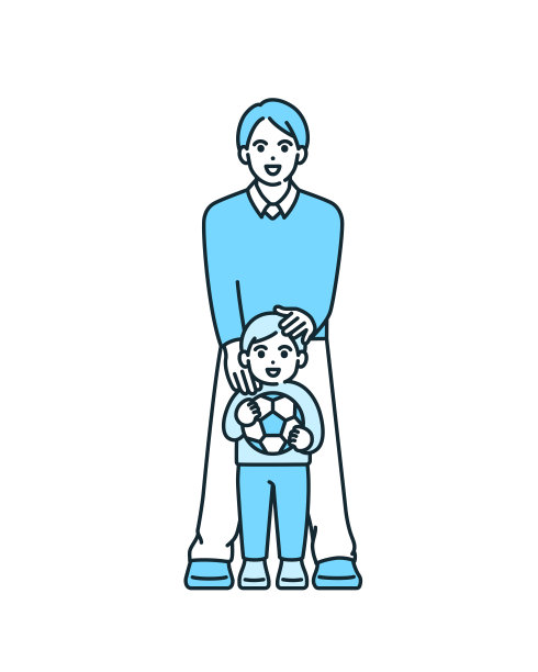 父亲和儿子微笑着。父子俩是好朋友的剪贴画。图片下载