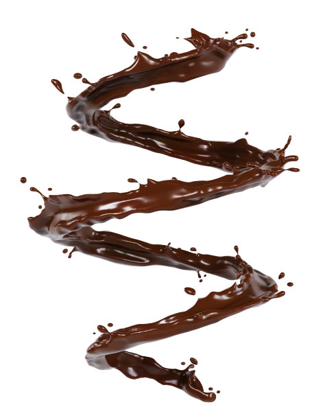 巧克力液流体螺旋旋转浇注隔离在白色背景上。3 d渲染。图片下载