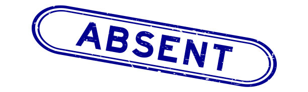 垃圾蓝色缺席字橡胶印章印章在白色背景图片下载