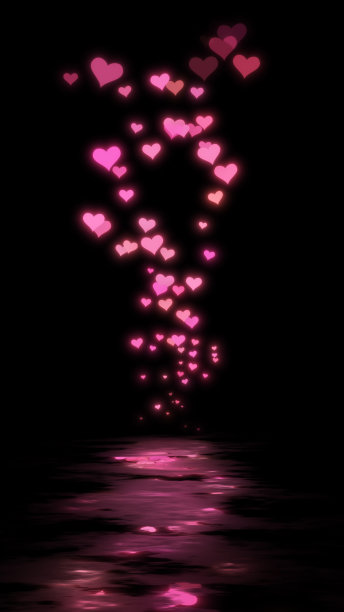 [垂直的]一颗在空中跳舞的心被反射到地板上图片下载