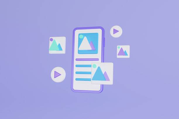 带有3d图标的手机。社交媒体与视频和照片画廊移动应用程序和移动网页设计。三维渲染图片下载