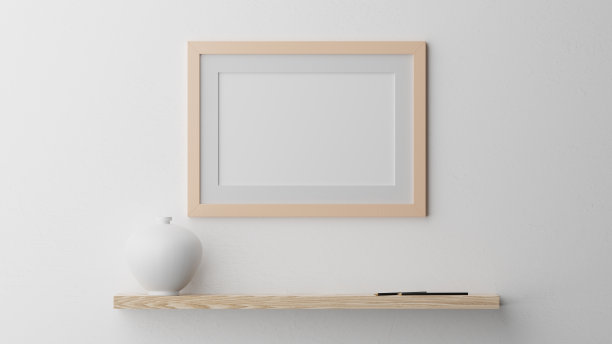 海报模型，天然木制框架。三维渲染图片下载