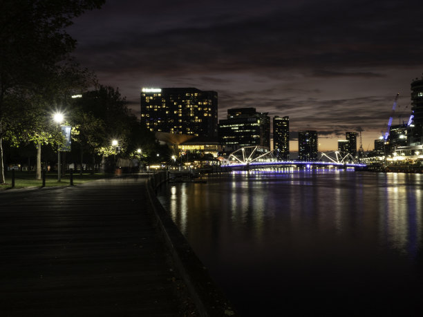 日落时的城市天际线和桥梁图片下载