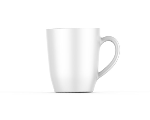 白色陶瓷茶杯模型模板，瓷咖啡杯在白色背景，3d渲染插图图片下载