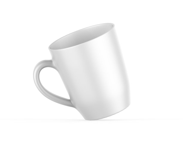 白色陶瓷茶杯模型模板，瓷咖啡杯在白色背景，3d渲染插图图片下载
