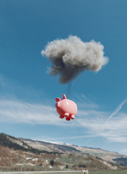 把钱存到连接到云端的存钱罐里图片下载