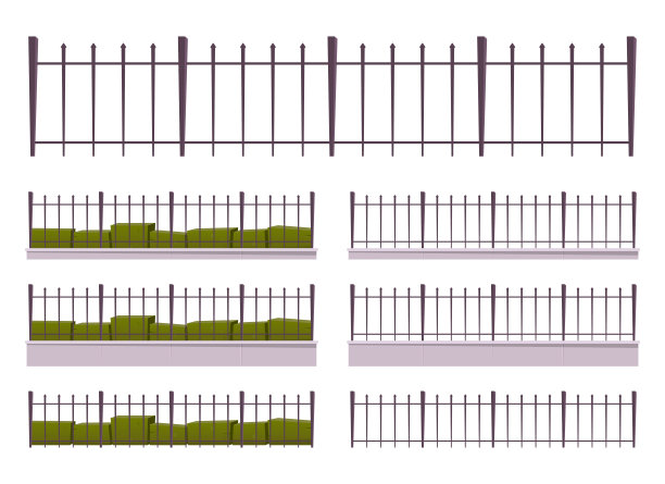 卡通金属栅栏收集矢量插图孤立在白色图片下载