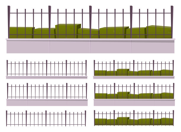 卡通金属栅栏收集矢量插图孤立在白色图片下载