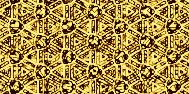 多彩的无缝部落图案，米色，黄色，棕色和黑色，数字绘画，几何形状，高清插图(高清格式)图片下载