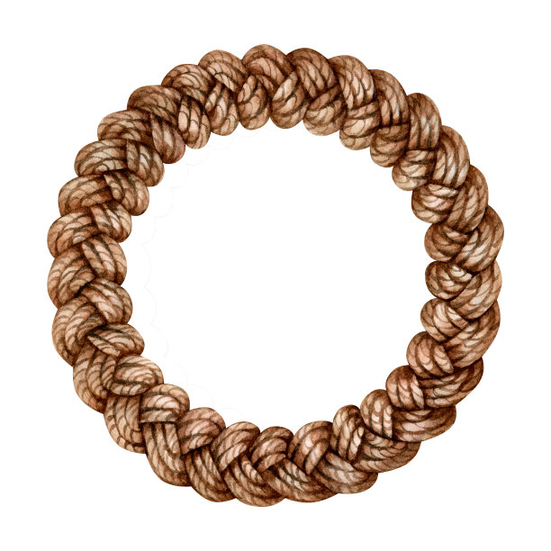 手绘水彩插图的棕色柳条元素:花环。这些元素被隔离在白色背景上图片下载