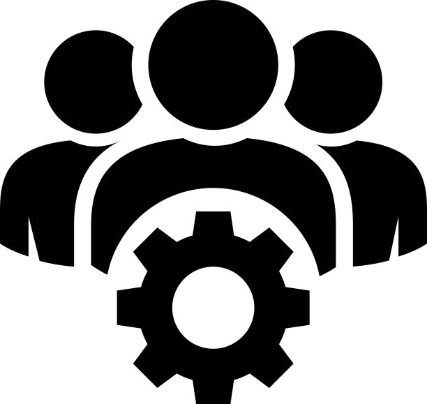 人组和齿轮图标作为团队合作或团队管理的概念图片下载