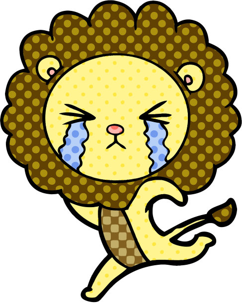 卡通嚎啕大哭的狮子逃跑了图片下载