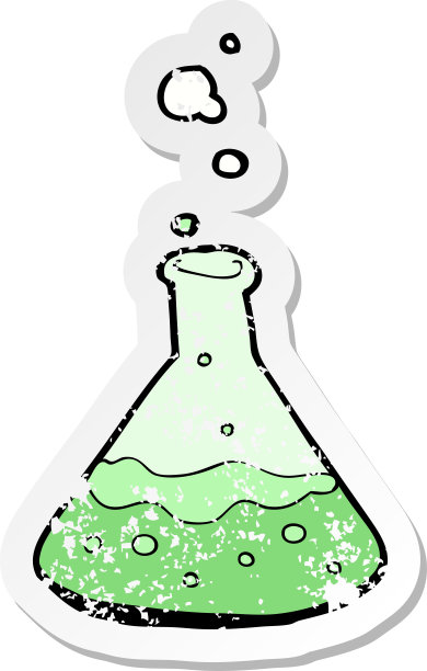 复古心疼贴纸的卡通科学化学品图片下载