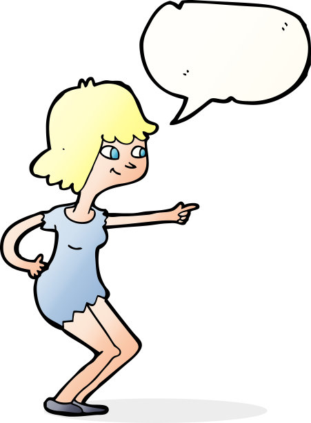 卡通女孩指着说话的泡泡图片下载