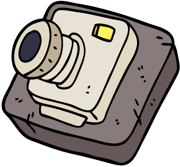 手绘涂鸦风格的卡通旧相机图片下载