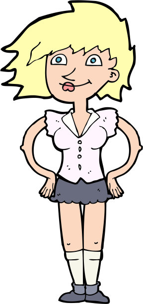 手放在屁股上的卡通女人图片下载